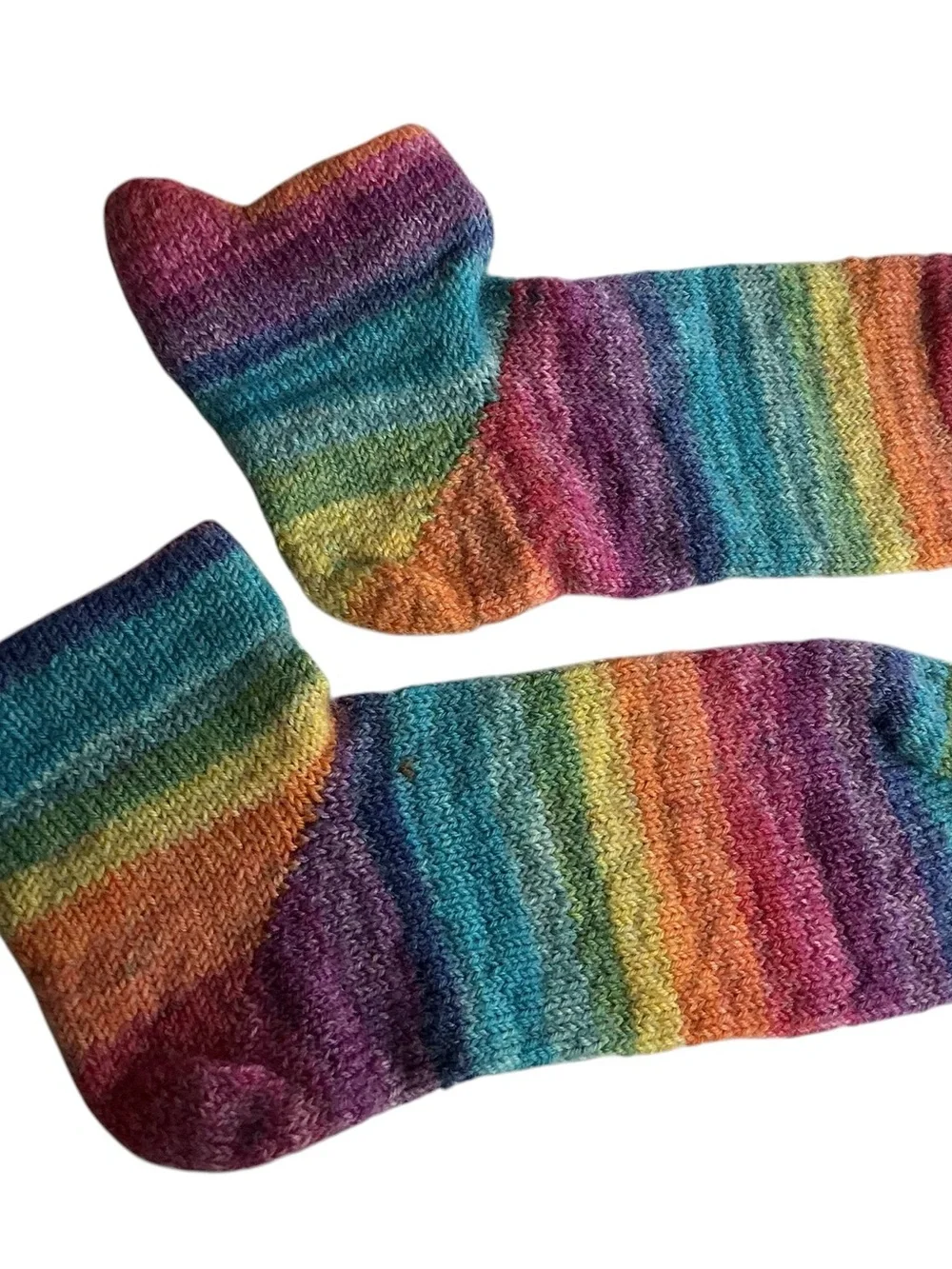 Sybil Quirky Birki Handcrafted Rainbow ankle socks wool blend size 7-8.5 NWT